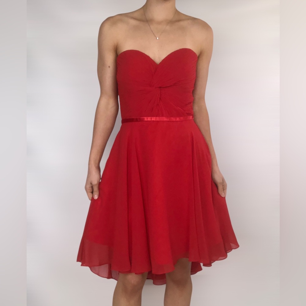 Cinderella Divine Strapless Twist Front A Line‎ High Low Mini Evening Dress